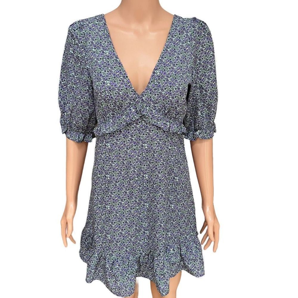 Lush Purple/Baby Blue/Green floral ruffle Dress size S NWT